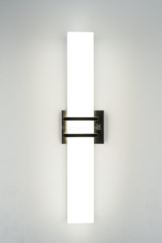 Brushed Satin Nickel Wall Lamp – LED Wall-Mounted Bedside Light with White Acrylic Shade