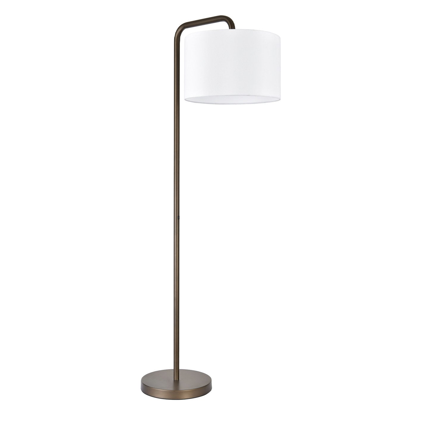 Bronze Floor Lamp – 60W with White Fabric Shade and Rocker Switch