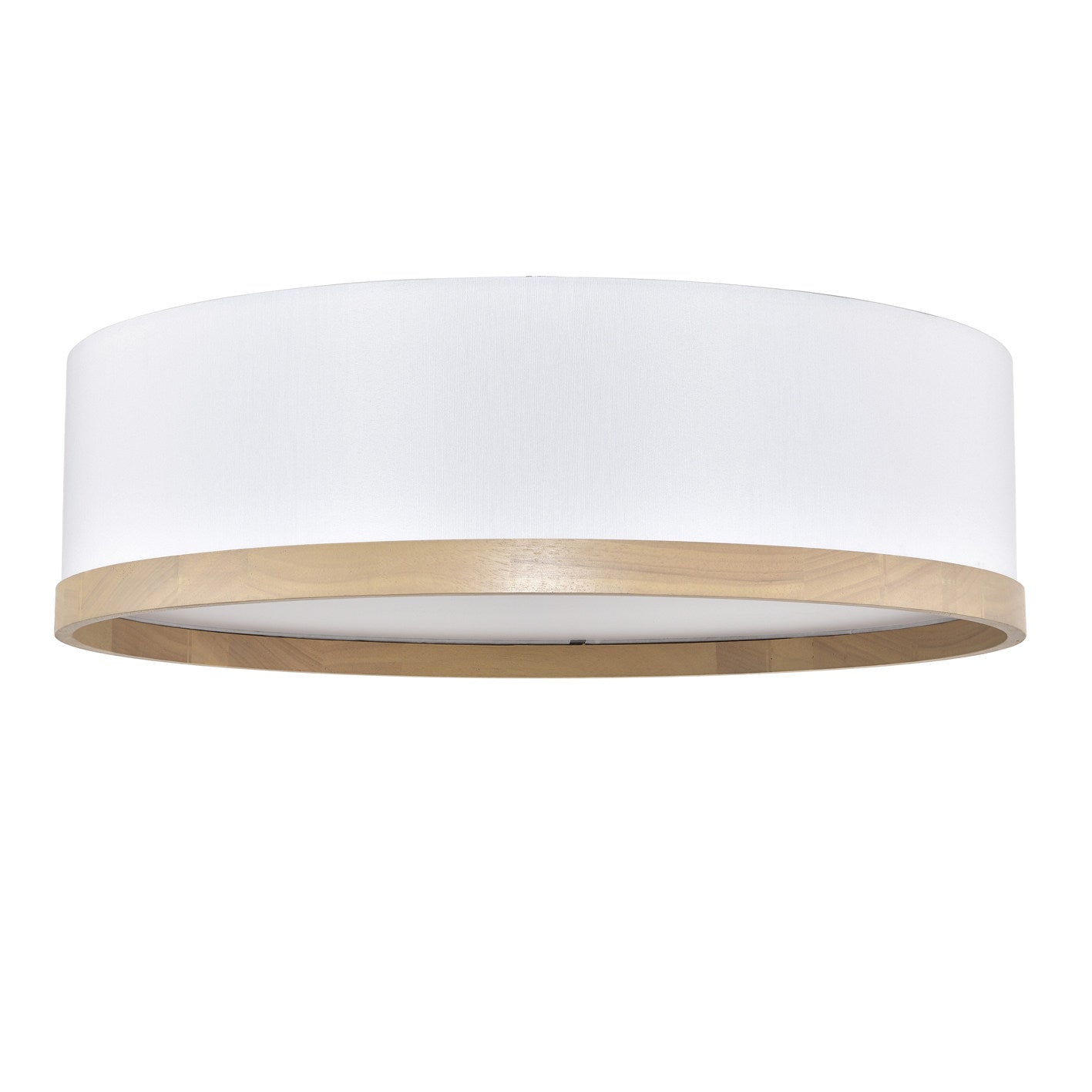 White + Wood Ceiling Lamp – Modern Hardwired Fixture with Fabric Shade