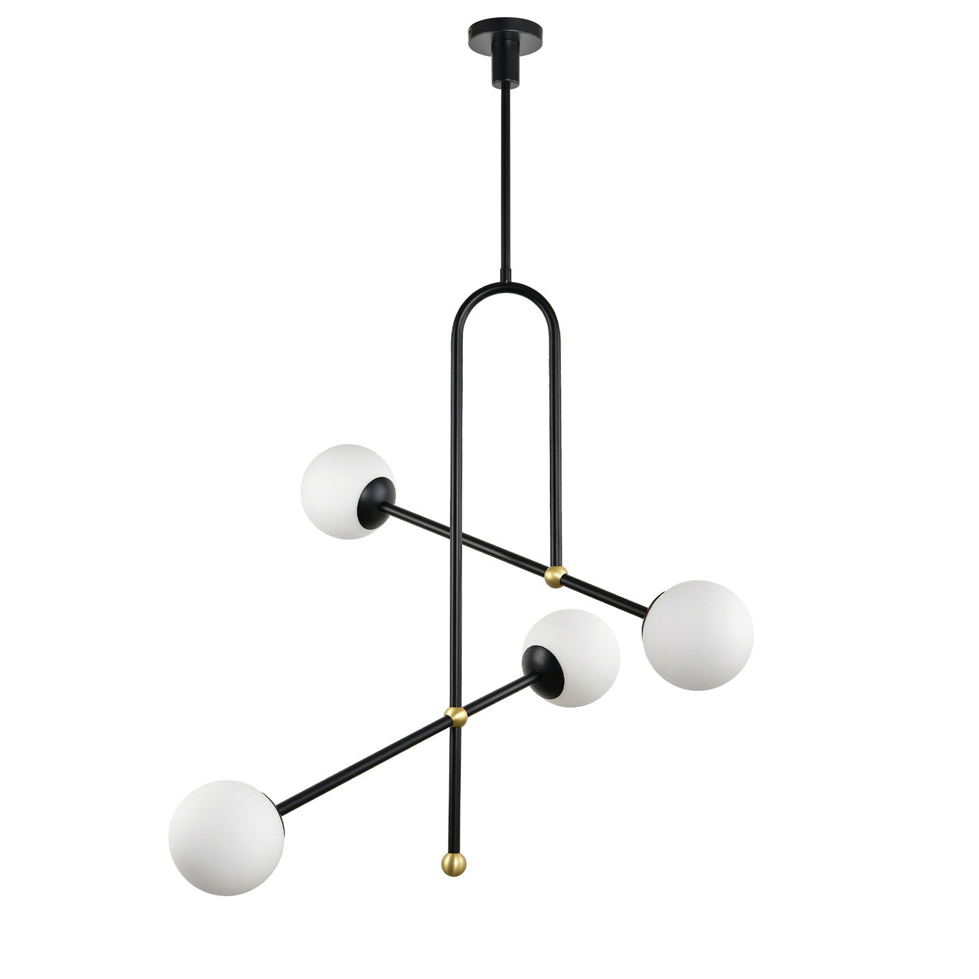 Matte Black Ceiling Lamp – Hardwired Fixture with Frosted Glass Shades
