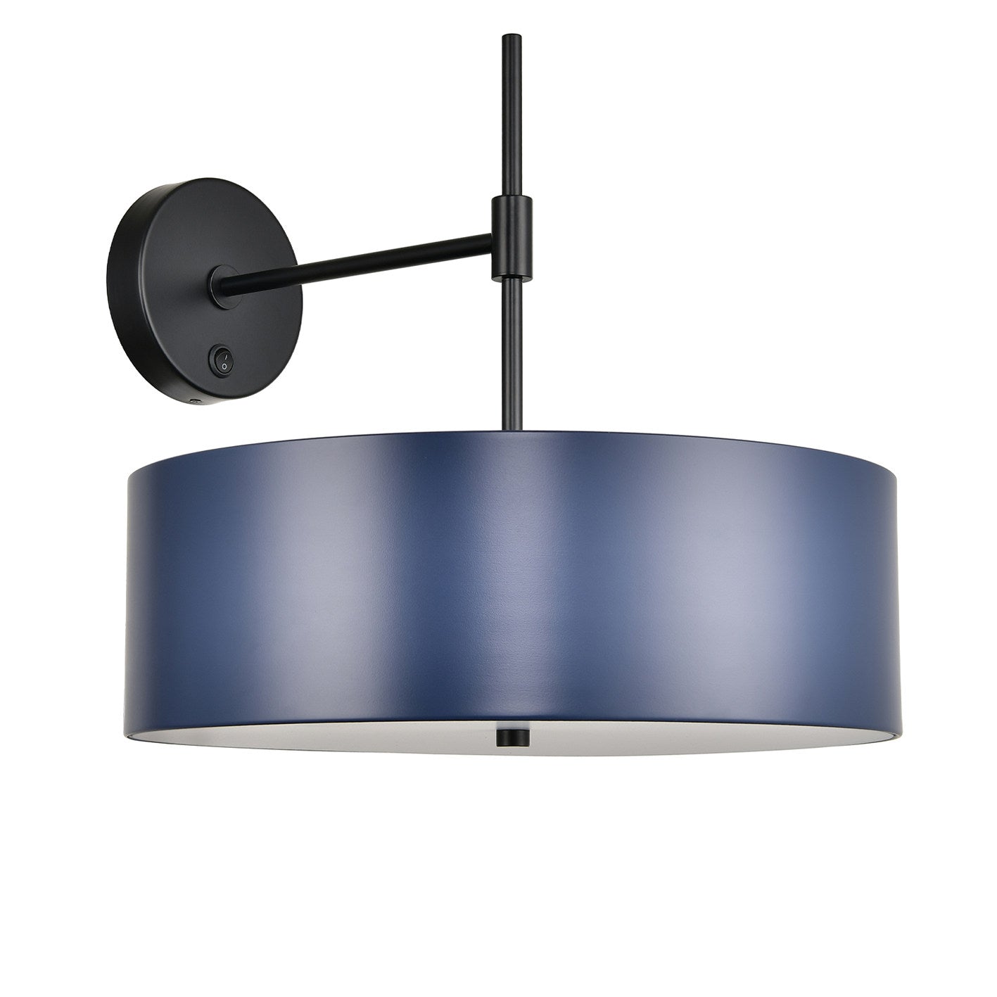 Wall Lamp Powder Coated Matte Black & Blue – Wall-Mounted Bedroom Light, Dual Socket