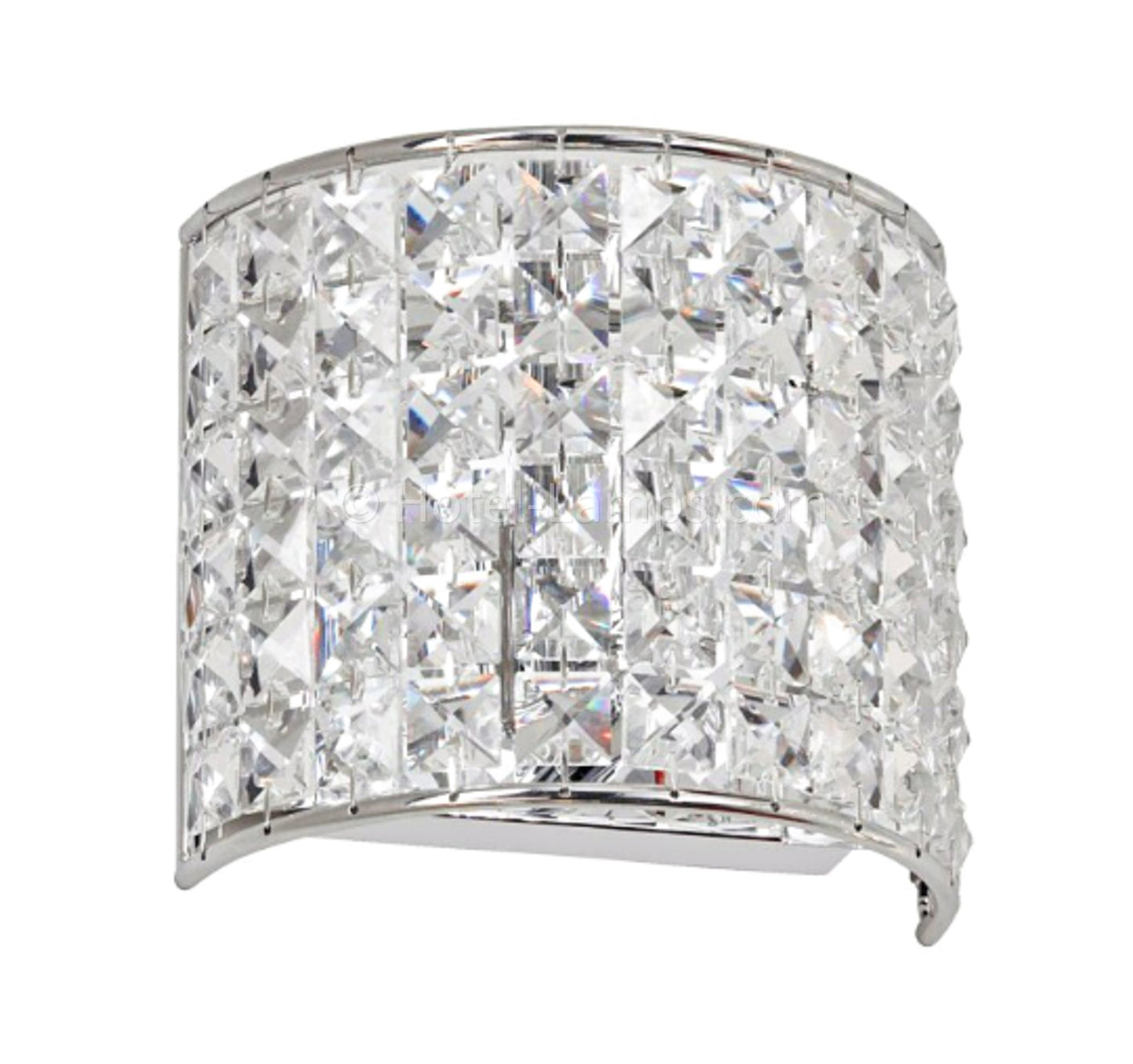 Elegant Square Beaded Crystal Wall Sconce – Chrome Finish, E12 Candelabra