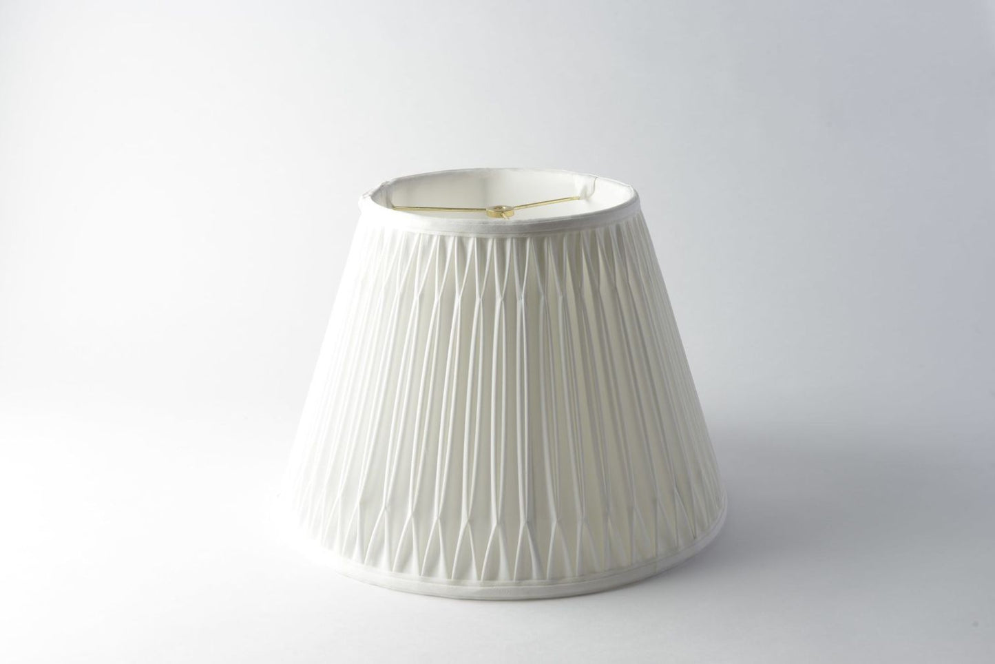 Anna Empire Eggshell Lampshade with Smocked Top & Bottom