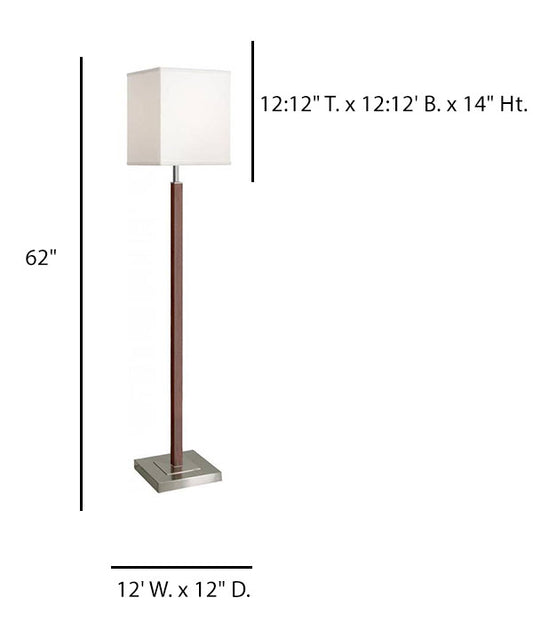 Dark Cherry Brushed Nickel Floor Lamp with Cream Linen Shade – HLW10058