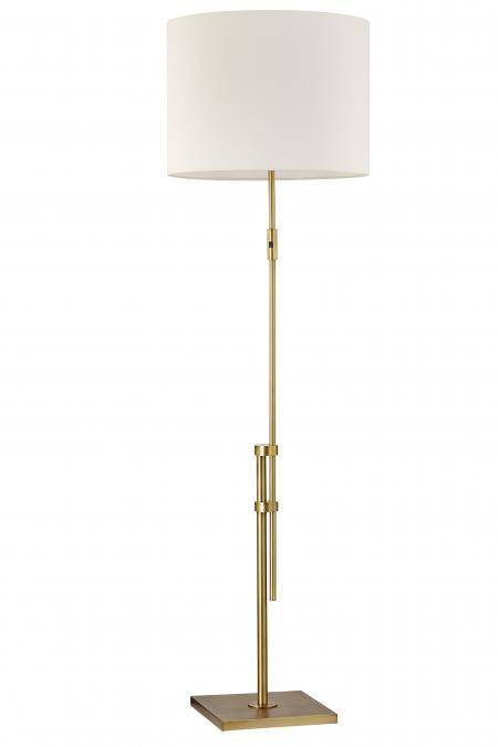 Brushed Brass LED Floor Lamp with Ivory Linen Shade – HLW10060