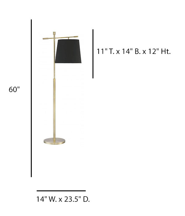Antique Brass Floor Lamp with Black Linen Shade – HLW10040