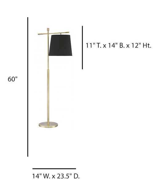 Antique Brass Floor Lamp with Black Linen Shade – HLW10040