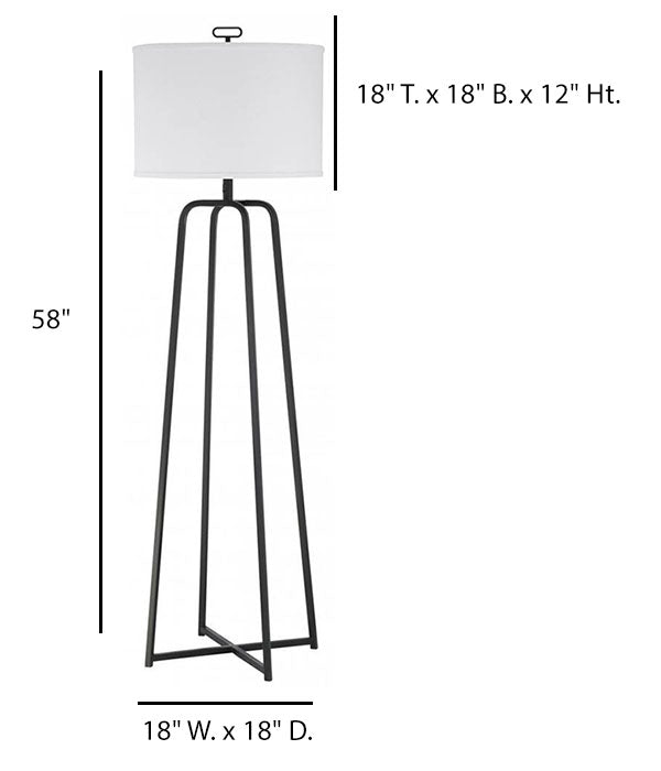 Matte Black LED Floor Lamp with Homespun White Shade – HLW10041