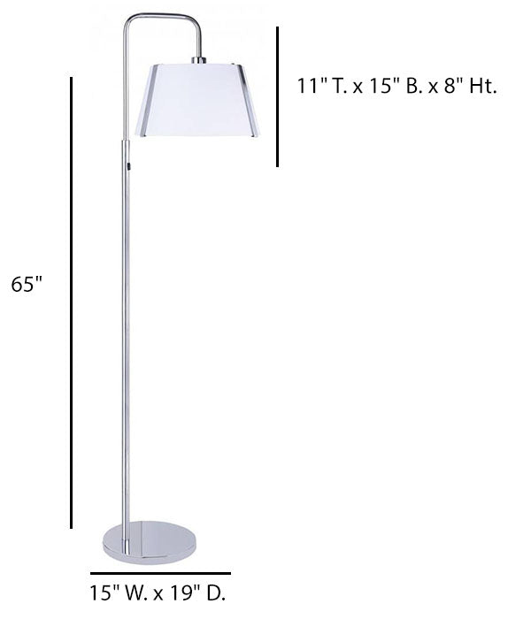 Polished Chrome Floor Lamp with White Linen Shade – HLHF6035