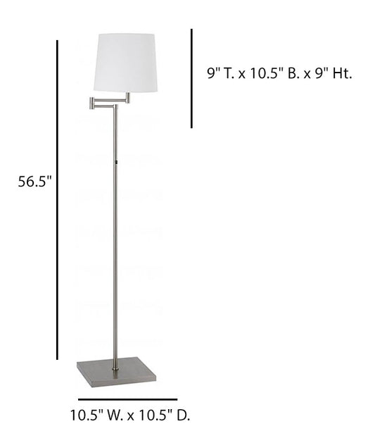 Brushed Nickel Floor Lamp with Ivory Linen Shade – HLW10050