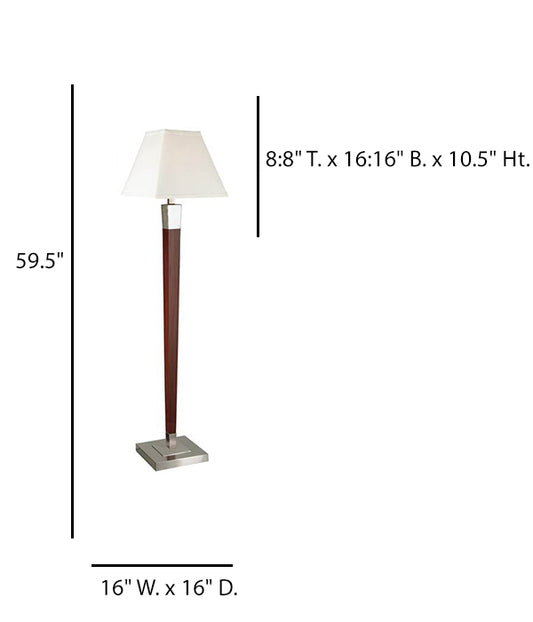 Warm Cherry Brushed Nickel Floor Lamp with Cream Linen Shade – HLHW10029
