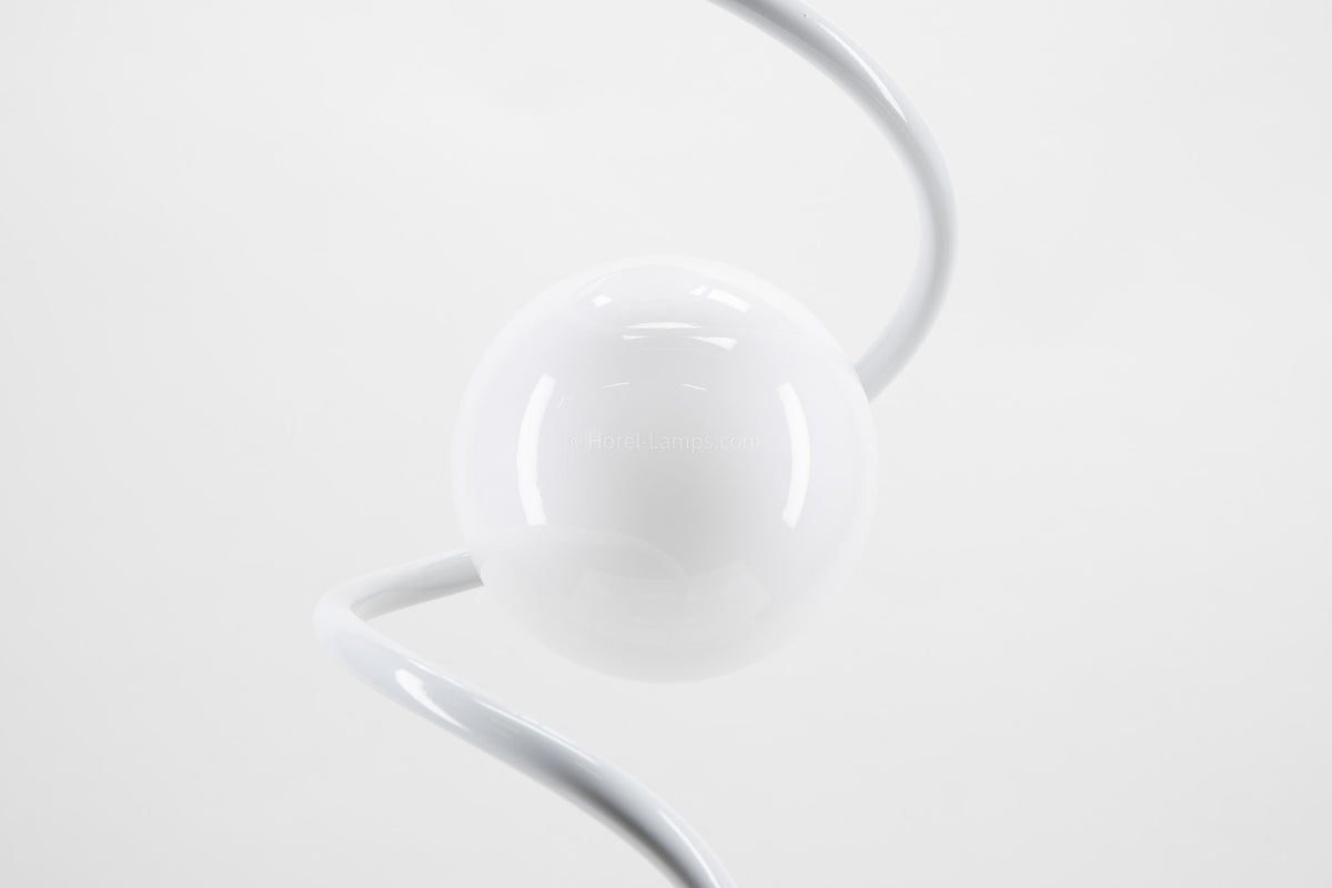 Modern Three-Bulb Floor Lamp – White Finish with Alabaster Glass Lenses