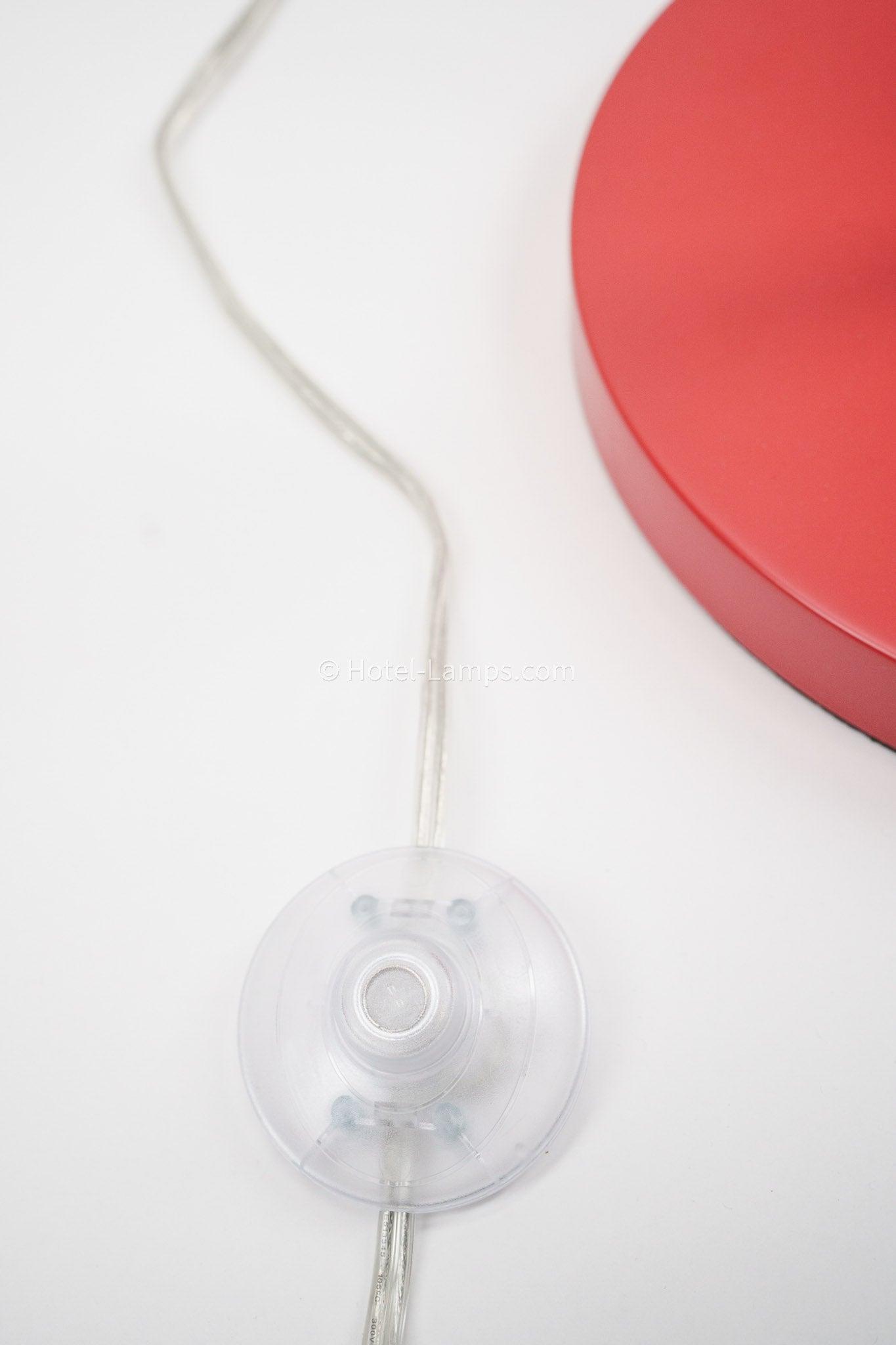 Modern Three-Bulb Floor Lamp – Red Finish with Alabaster Glass Lenses