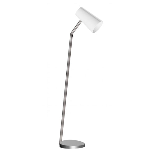 Brushed Nickel ADA Floor Lamp with Ivory Linen Shade – 57” Hospitality Lighting, 100W (SKU: HIC-0043)