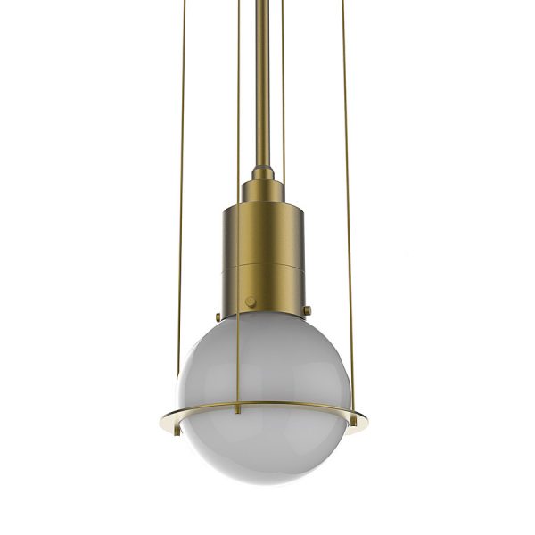 Sungold Pendant Light with Frosted White Glass Globe – Direct Wire 120V, E26 Socket (SKU: HIC-0057)