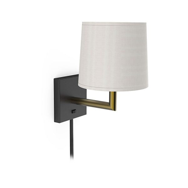Black Sungold Headboard Sconce Lamp with Cream Brussels Hardback Shade – GU-24 Wall Light
