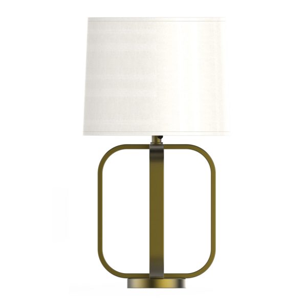 Sungold Table Lamp with Cream Brussels Hardback Shade – Dual GU-24 Metal Lamp