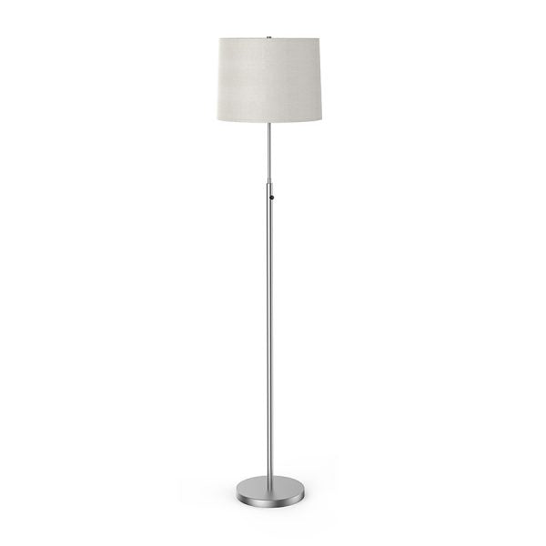 Silver Floor Lamp with White Brussels Hardback Shade – 72” Dual GU-24 Metal Standing Lamp