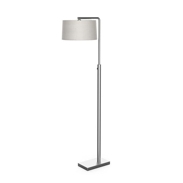 Silver Floor Lamp with White Brussels Hardback Shade – 72” GU-24 Metal Standing Lamp