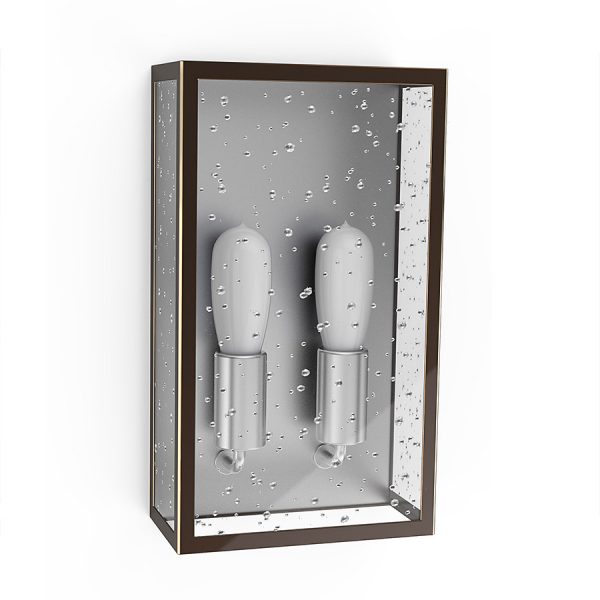 Dark Bronze Wall Sconce with Clear Seeded Acrylic Diffuser – Dual E26 LED Compatible