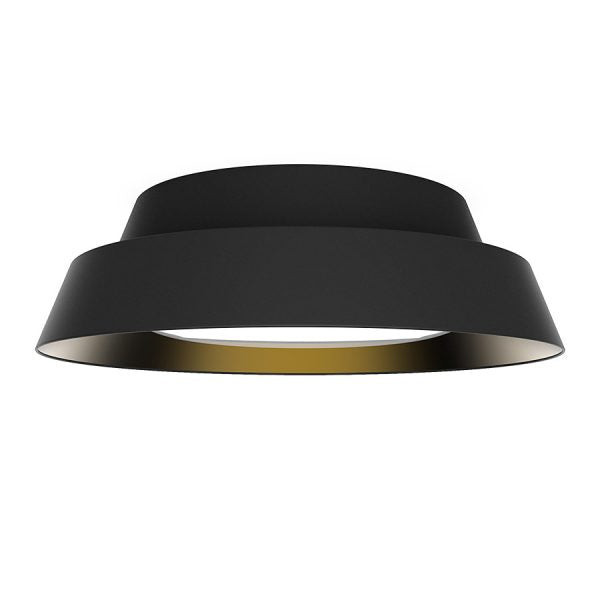 Matte Black Flush Mount Ceiling Fixture – 17” Metal Shade GU-24 Compatible