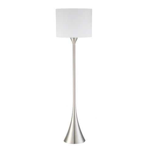 Brushed Nickel 60" LED Floor Lamp – White Linen Shade, 9W Each