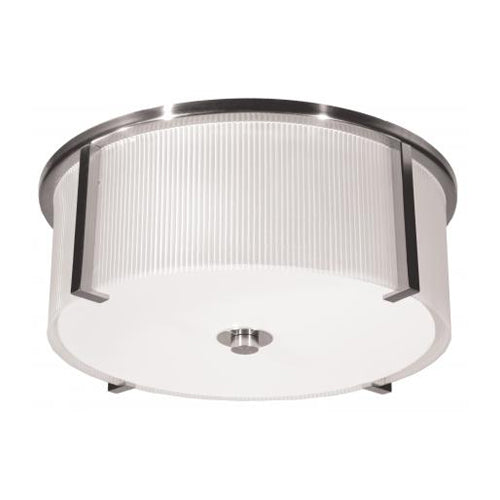 Frosted White Translucent Flush Mount Ceiling Light – Brushed Chrome, 13W Each