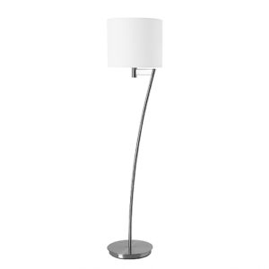Brushed Nickel Floor Lamp with Pure White Linen Shade – Set of 2