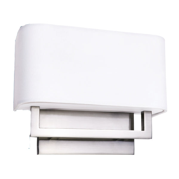 Brushed Nickel Wall Light with White Linen Shade – 2 x 13W GU24 Hardwired