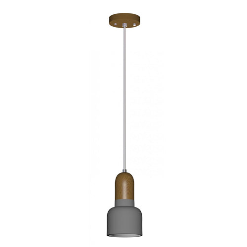 Gray Concrete & Natural Oak LED Adjustable Pendant Lamp – 36” Height – 5W Hardwired
