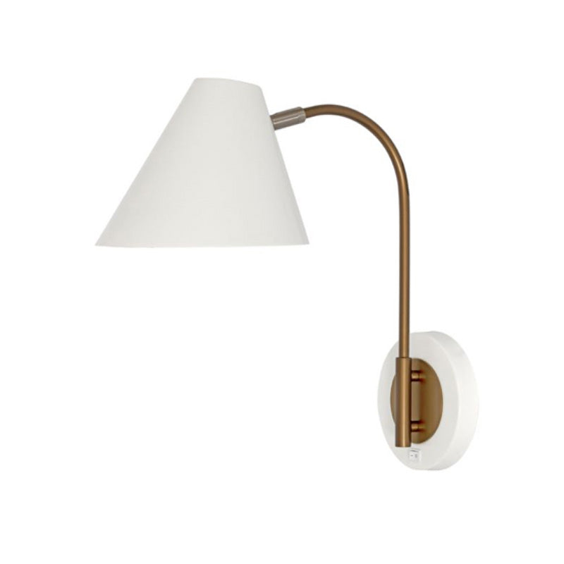 Sungold White Table Lamp – White Metal Shade, LED-Compatible E12, 18" Height