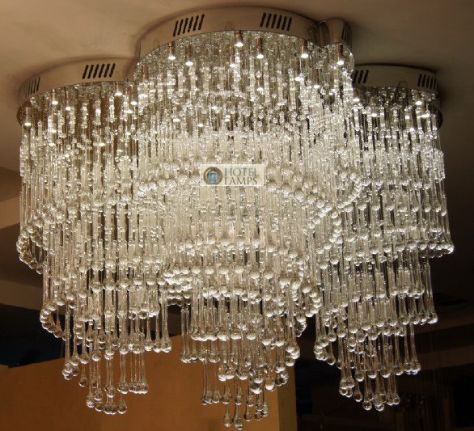 LED Crystal & Glass Drop Chandelier – Mirror Stainless Steel Finish, HL-1316-1