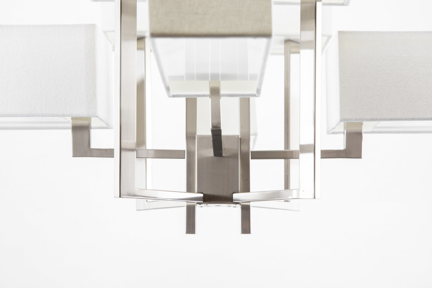 8-Light Matt Nickel Chandelier with Fabric & Acrylic Shades – HL-1414