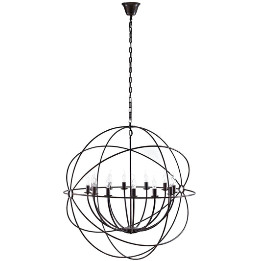 Atom 39.5" Chandelier in Brown – Vintage Modern 12-Light Ceiling Pendant