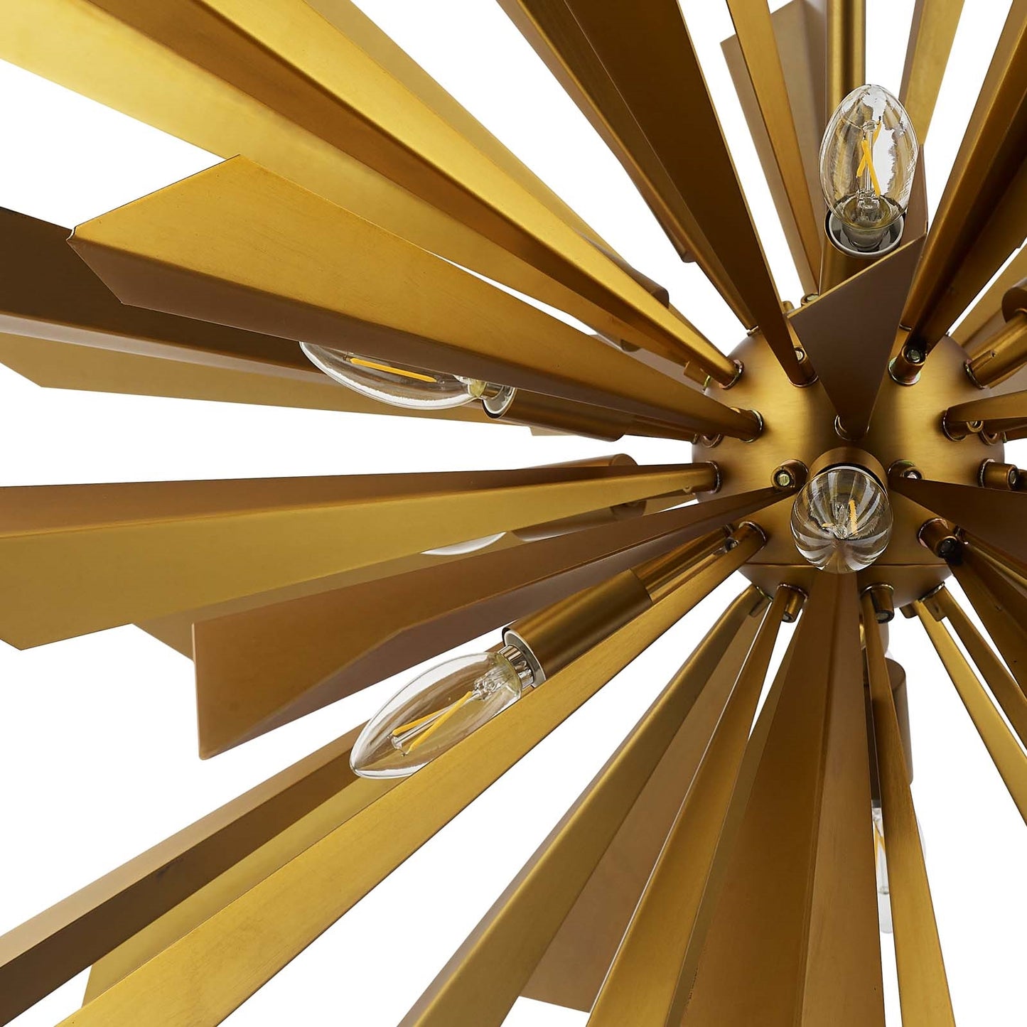 Pervade Starburst Brass Pendant Chandelier – 16-Light Mid-Century Modern Fixture