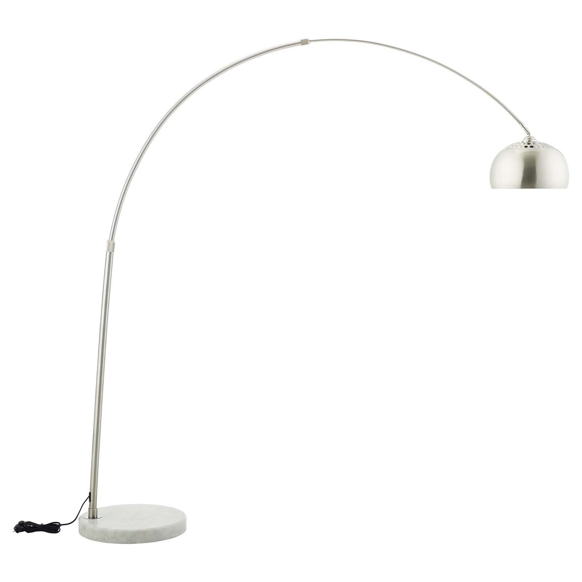 Sunflower Floor Lamp – White Marble Base with Adjustable Nickel-Plated Arm