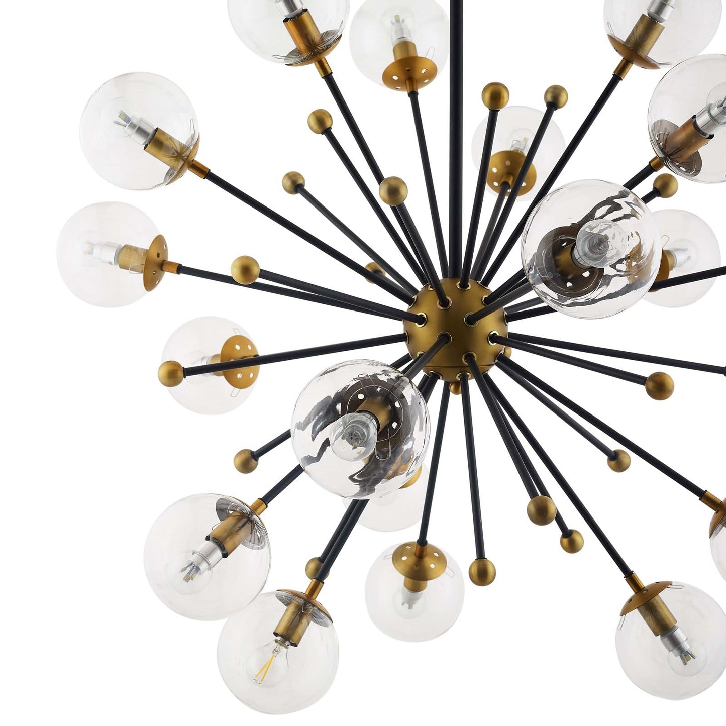 Constellation Clear Glass & Brass Pendant Chandelier – 18-Light Mid-Century Modern Fixture