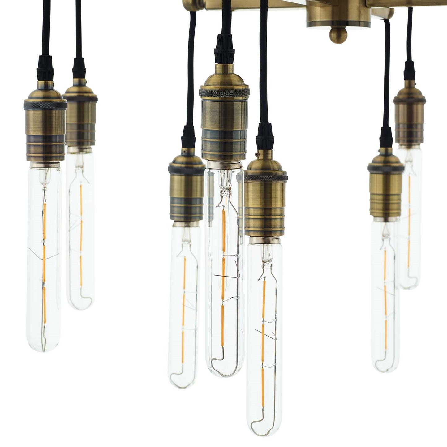 Resolve Antique Brass Ceiling Pendant Chandelier – 12-Light Industrial Luxe Fixture
