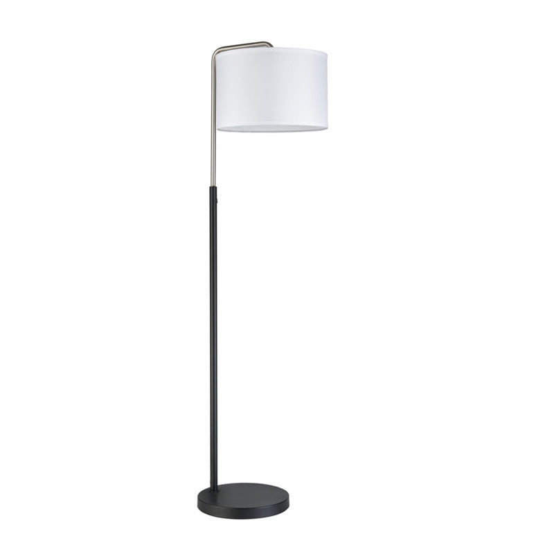 Matte Black & Sungold Floor Lamp with White Linen Shade – 60” Modern Statement Lighting (SKU: HL-605152)