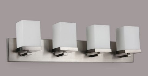 Brushed Nickel Opal Glass Vanity Light – 4-Light GU24, 37.5"