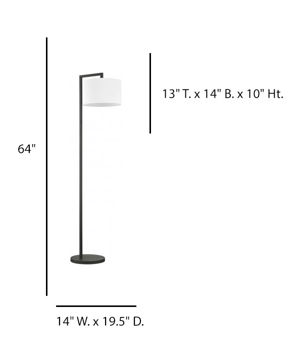 Hampton Inn Casual Floor Lamp – Dark Bronze Finish with White Linen Shade