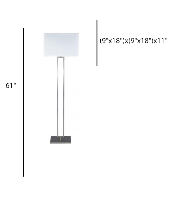 Hotel Motel Guestroom Floor Lamp – Satin Nickel Finish with White Linen Shade