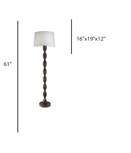 Hotel Guestroom Floor Lamp – Wood Body with Metal Base & White Linen Shade