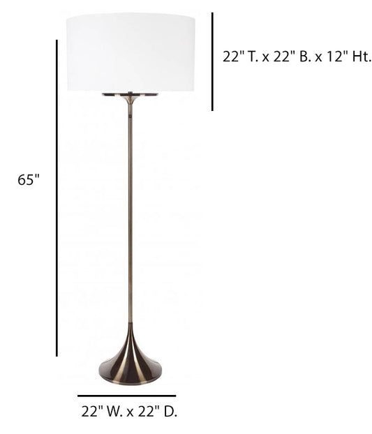 Light Brushed Bronze LED Floor Lamp with Ivory Linen Shade – HLHF6007