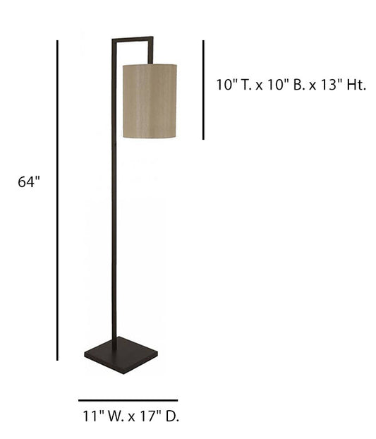 Medium Bronze Floor Lamp with Taupe Silk Shade – HLHF6008