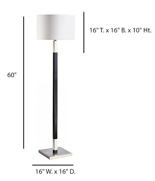 Ebony-Brushed Nickel Floor Lamp with White Linen Shade – HLHF6009