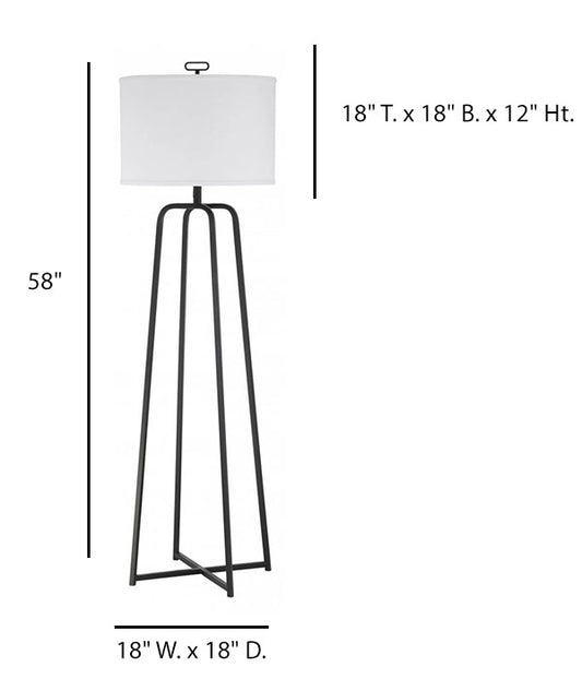 Matte Black LED Floor Lamp with Homespun White Shades – HLHF6011