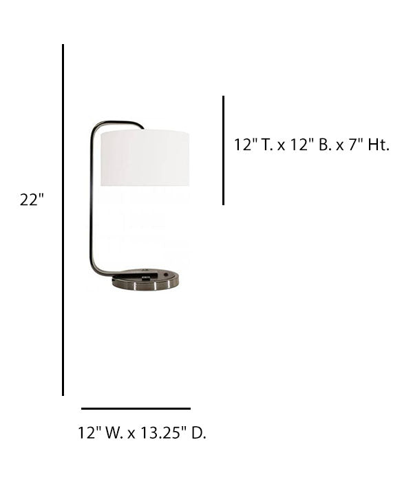 Modern Table Lamp – HLHF6013, Black Chrome & Dark Cherry with White Linen Shade