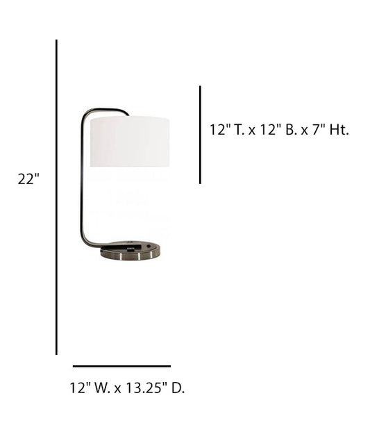 Modern Table Lamp – HLHF6013, Black Chrome & Dark Cherry with White Linen Shade