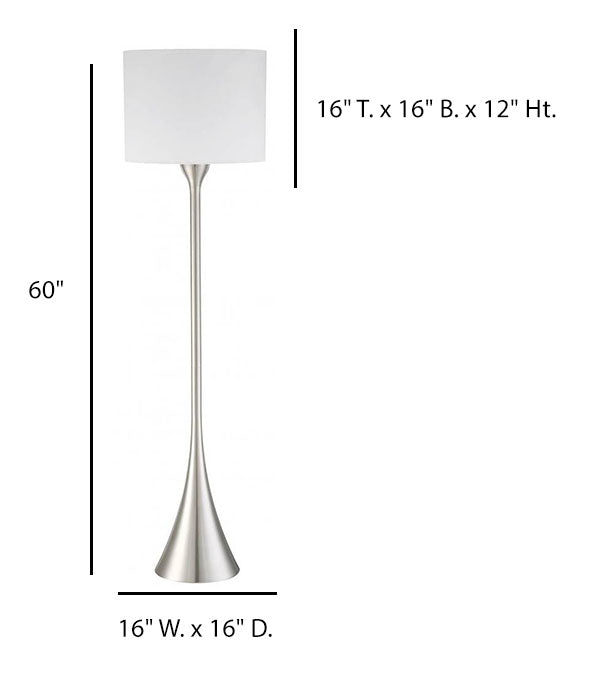 Brushed Nickel LED Floor Lamp with White Linen Shades – HLHF6014